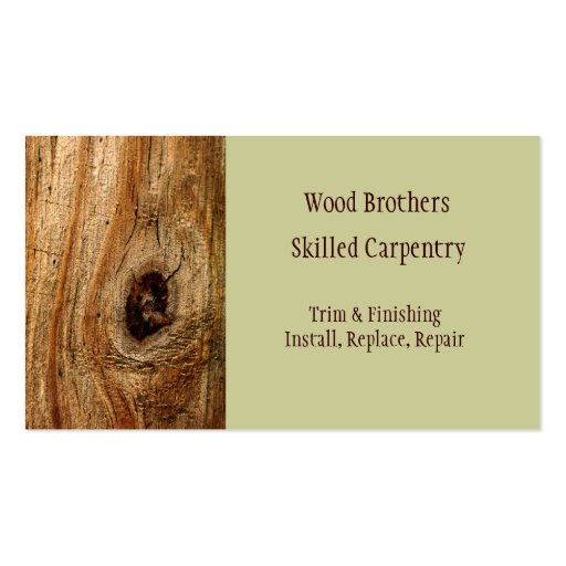 Carpentry Woodwork Business Card Template (front side)