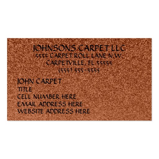 Carpet Installation Company Business Card (front side)