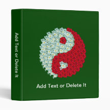 Carpeta de Yin Yang de los rosas blancos y rojos
