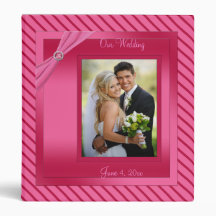 Carpeta del boda de la raya/álbum rosados y rojos