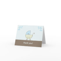 Carriage Baby Shower Thank You - Blue and Green Cards