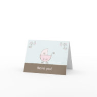 Carriage Baby Shower Thank You - Pink card