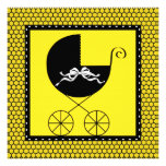 Carriage Black Yellow Baby Shower Invitations