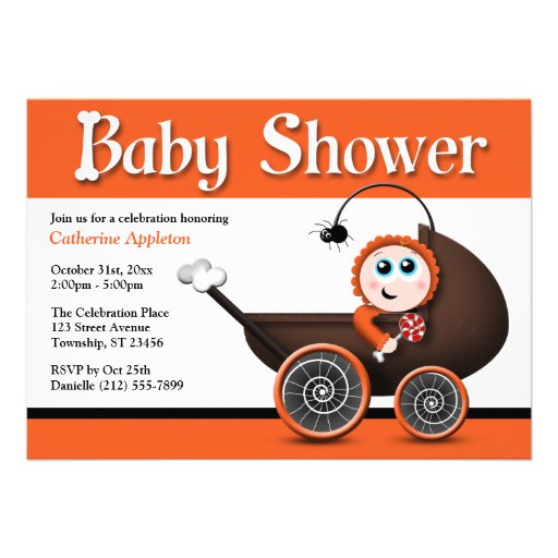 Carriage Halloween Baby Shower Invitations