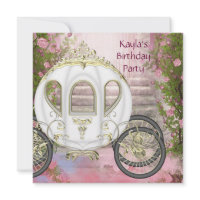 Carriage Pink Roses Princess Birthday Party zazzle_invitation