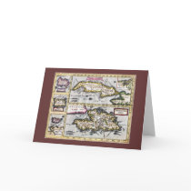 Carribean Islands Antique Map Greeting Card by AntiqueImages Carribean Islands Antique Map Greeting Card