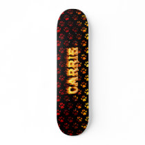 Carrie skateboard fire and flames design.