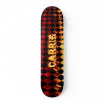 Carrie skateboard fire and flames design.