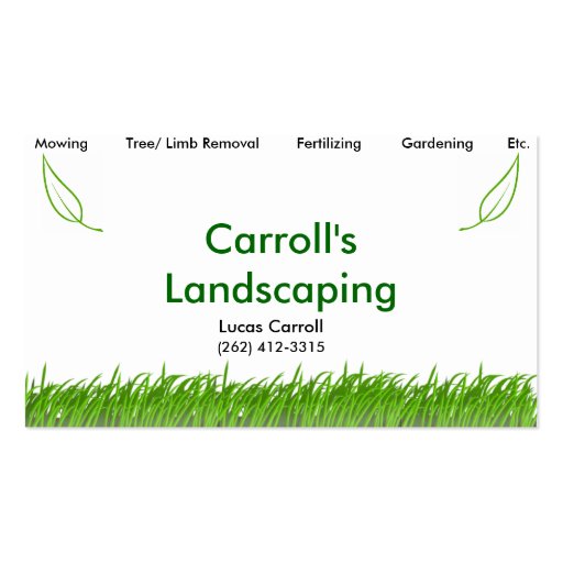Carroll's Landscaping Business Cards (front side)