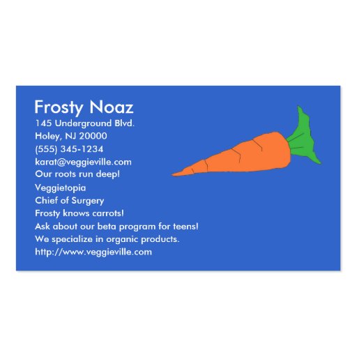 Carrot business cards (front side)