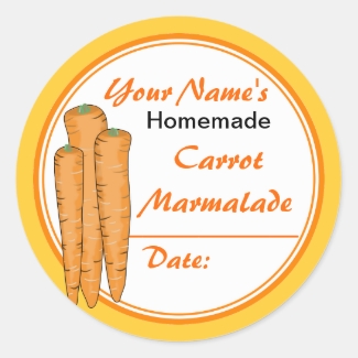 Carrot Marmalade Personalized Jar Stickers Round