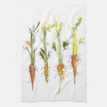 Carrots Vegetable Garden Illustration Kitchen Art Hand Towel