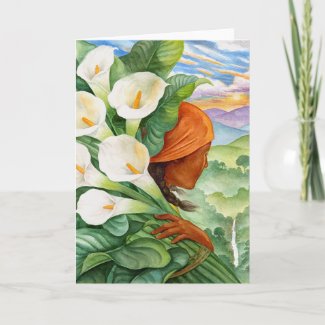 Carrying Calla Lilies Greeting Card