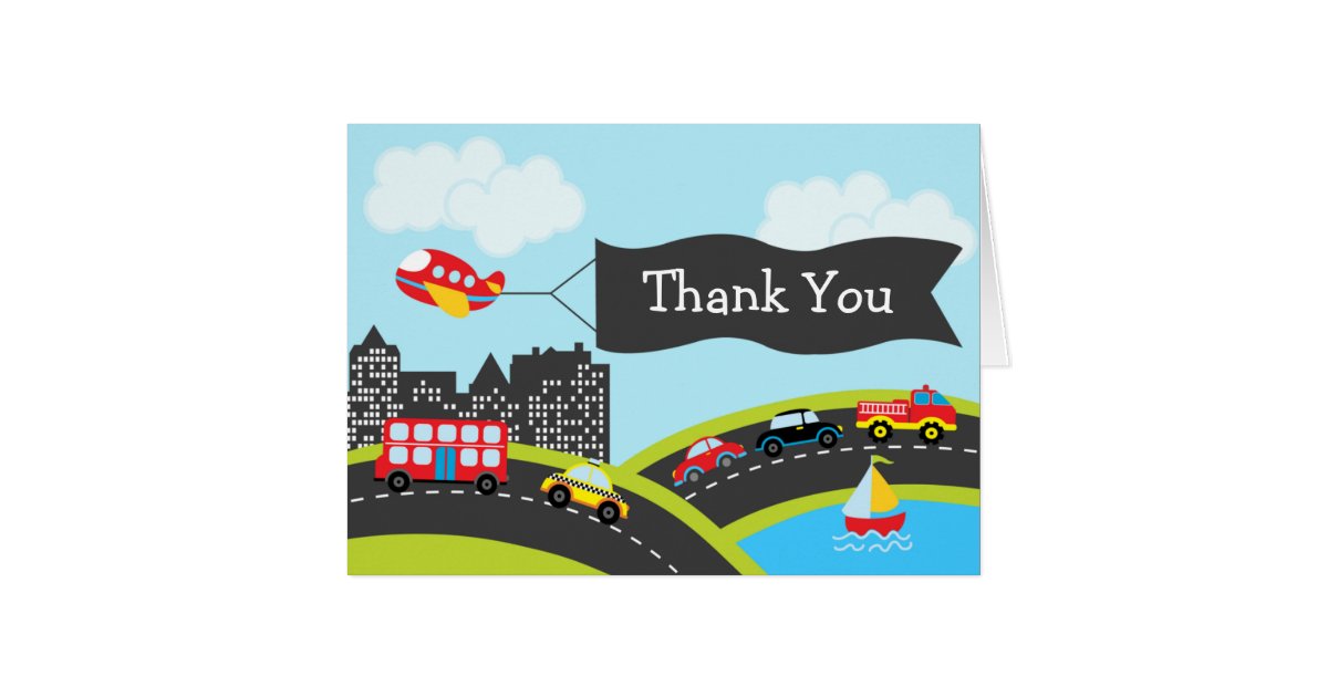 Cars and Trucks Thank You Card | Zazzle