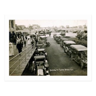 Cars on a Busy Sunday, Long Beach, NY Vintage Postcard