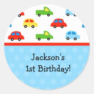 Cars Trucks Birthday Party Thank you Stickers