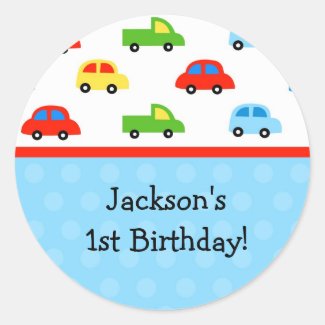 Cars Trucks Birthday Party Thank you Stickers