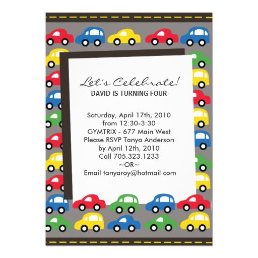 CARS & TRUCKS | Boys  Birthday Party Invitation