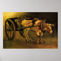 Cart with Red and White Ox by Van Gogh. Print
