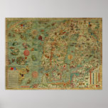 Carta Marina Map of Scandinavia by Olaus Magnus Poster