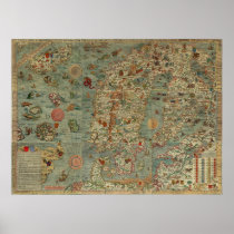 Carta Marina Map of Scandinavia by Olaus Magnus Print