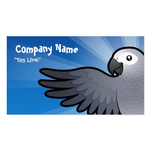 Cartoon African Grey / Amazon / Parrot Business Cards (front side)