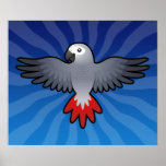 Cartoon African Grey / Amazon / Parrot Posters