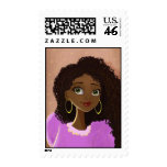 cartoon African young woman Postage