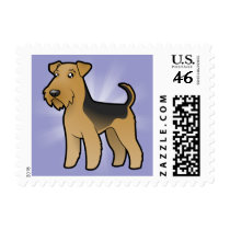 Cartoon Airedale Terrier / Welsh Terrier Postage Stamps