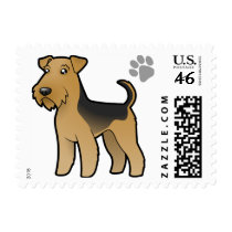 Cartoon Airedale Terrier / Welsh Terrier Postage Stamp