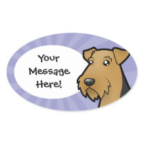 Cartoon Airedale Terrier / Welsh Terrier Oval Sticker