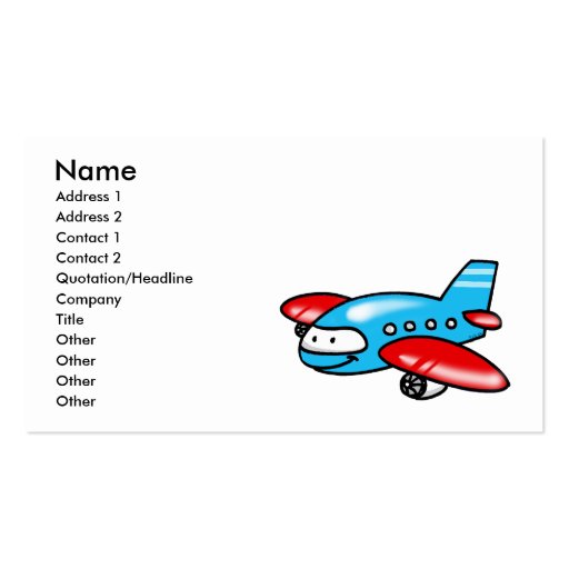 cartoon airplane business card (front side)