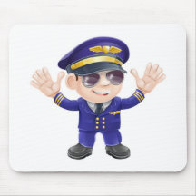 Cartoon airplane pilot mousemats