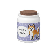 Cartoon Akita Inu / Shiba Inu Candy Jar