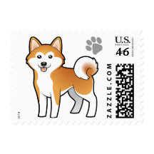Cartoon Akita Inu / Shiba Inu Stamps