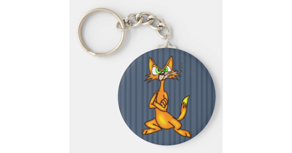 Cartoon Alley Cat Keychain | Zazzle