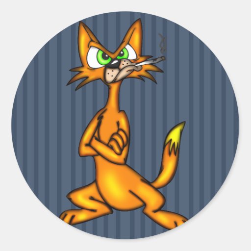 Cartoon Alley Cat Round Sticker | Zazzle