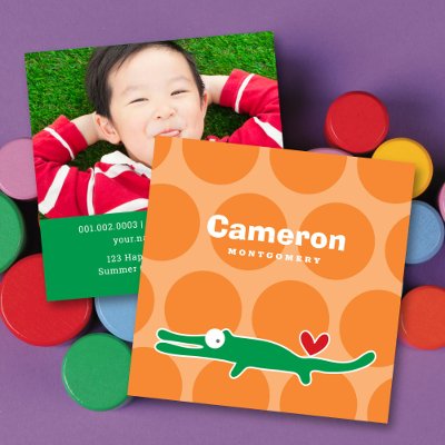 Cartoon Alligator Kid Custom Photo Profile Card Business Card Templates by fatfatin_mini_me