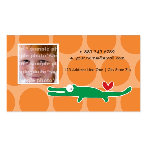 Cartoon Alligator Kid Custom Photo Profile Card Business Card Templates (back side)