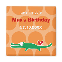Cartoon Alligator Kid Custom Save The Date Magnet by fatfatin_mini_me Cartoon Alligator Kid Custom Save The Date Magnet