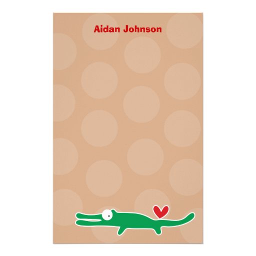 Cartoon Alligator Kid Custom Thank You Stationery