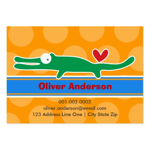 Cartoon Alligator Kid Photo Profile Calling Card Business Card Template (front side)