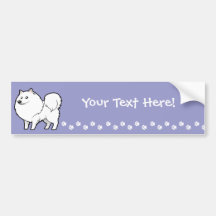 Cartoon American Eskimo Dog / German Spitz Bumper Stickers