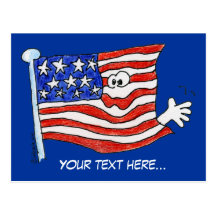 Cartoon American Flag Postcards