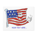 Cartoon American Flag Waving Postcards
