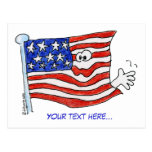 Cartoon American Flag Waving Postcards postcards