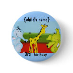 cartoon animals birthday party buttons