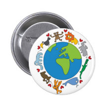 Cartoon Animals of the World Button