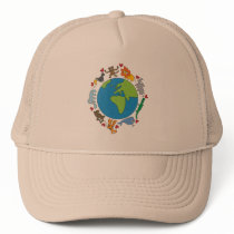Cartoon Animals of the World Cap hats by fat_fa_tin Cartoon Animals of the World Cap hats