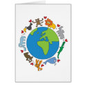 Cartoon Animals of the World Invitation Note Card